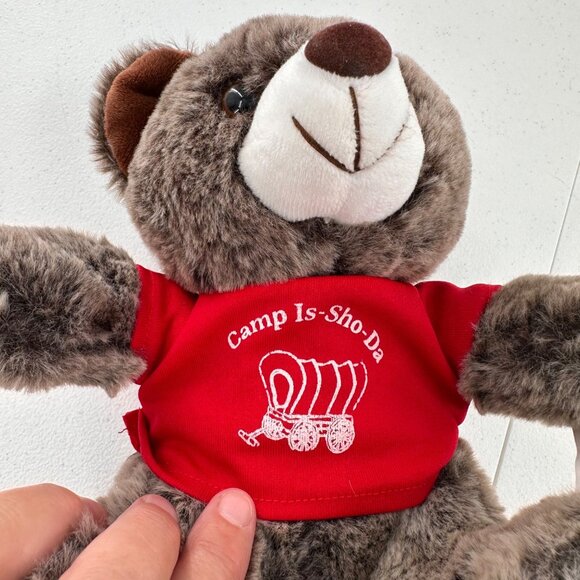 Alexon Glenkys Brown Bear Stuffed Toy With Red Camp Is-Sho-Da Shirt 9 inch - Picture 7 of 15